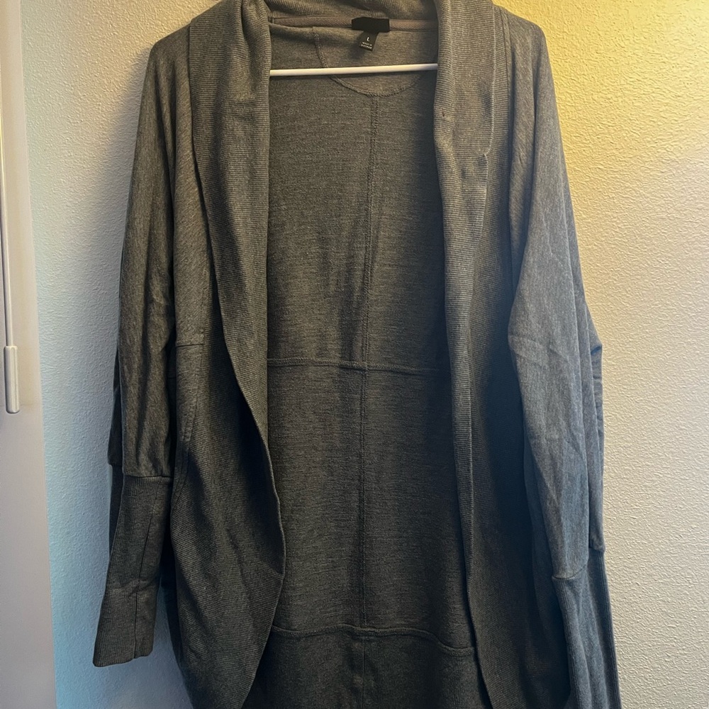 Gray Open Front Cardigan